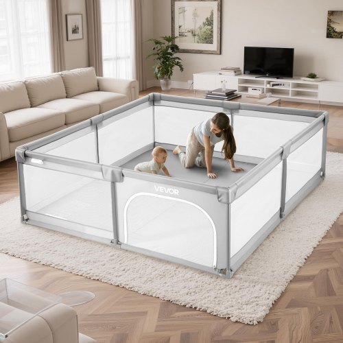 Baby Playpen, 78.7 x 58.7 Large Toddlers Playpen, Indoor/Outdoor Baby Fence Play Yard with 50 Ocean Balls, Zippered Door & Breathable Mesh, No-Gap Safety Activity Center for Babies Toddlers W2B