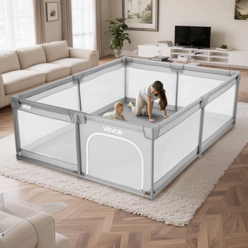 Baby Playpen, 78.7 x 70.3 Extra Large Playpen for Babies Toddlers, Indoor/Outdoor Baby Fence Play Yard, No-Gap Safety Activity Center with 50 Ocean Balls, Zippered Door & Soft Breathable Mesh W2B