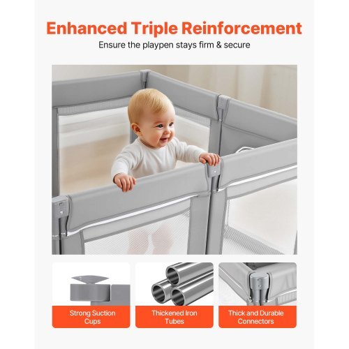 Baby Playpen, 47.2 x 47.2 Foldable Toddlers Playpen, Indoor/Outdoor Baby Fence Play Yard with Zippered Door & Soft Breathable Mesh, No-Gap Toddlers Activity Center for 6 -24 Months Babies W2B