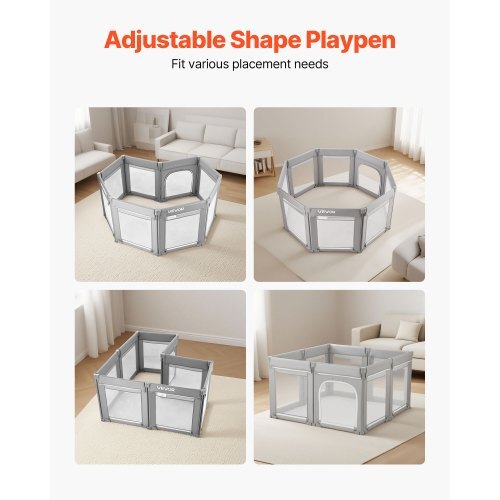 Baby Playpen, 47.2 x 47.2 Foldable Toddlers Playpen, Indoor/Outdoor Baby Fence Play Yard with Zippered Door & Soft Breathable Mesh, No-Gap Toddlers Activity Center for 6 -24 Months Babies W2B