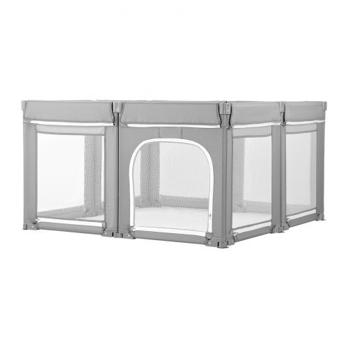 Baby Playpen, 47.2 x 47.2 Foldable Toddlers Playpen, Indoor/Outdoor Baby Fence Play Yard with Zippered Door & Soft Breathable Mesh, No-Gap Toddlers Activity Center for 6 -24 Months Babies W2B