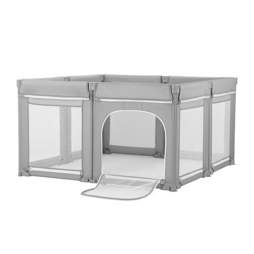 Baby Playpen, 47.2 x 47.2 Foldable Toddlers Playpen, Indoor/Outdoor Baby Fence Play Yard with Zippered Door & Soft Breathable Mesh, No-Gap Toddlers Activity Center for 6 -24 Months Babies W2B