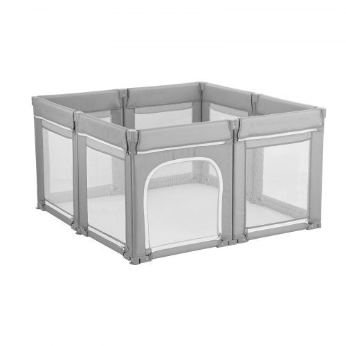 Baby Playpen, 47.2 x 47.2 Foldable Toddlers Playpen, Indoor/Outdoor Baby Fence Play Yard with Zippered Door & Soft Breathable Mesh, No-Gap Toddlers Activity Center for 6 -24 Months Babies W2B