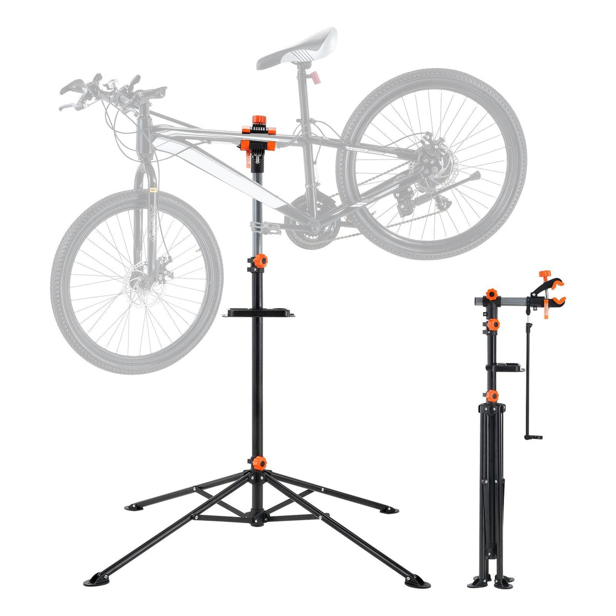 Bike Repair Stand, 80 lbs Heavy-duty Steel Bicycle Repair Stand, Adjustable Height Bike Maintenance Workstand with Magnetic Tool Tray Telescopic Arm, Foldable Bike Work Stand for Home, Shops W2B