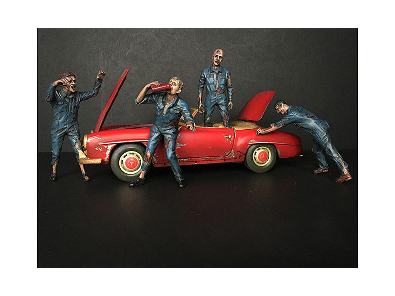 Zombie Mechanics 4 Piece Figurine Set "Got Zombies??" for 1/24 Scale Models by American Diorama American Diorama