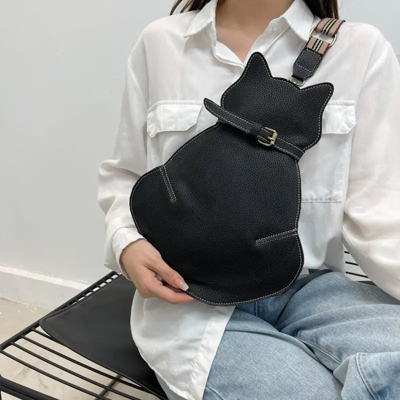 Vintage New Women Chest Waist Bag Cat Shape Shoulder