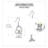 Sterling Silver Heart Crown Frog Dangle Drop Earrings for Women Mom LadyShow.Store
