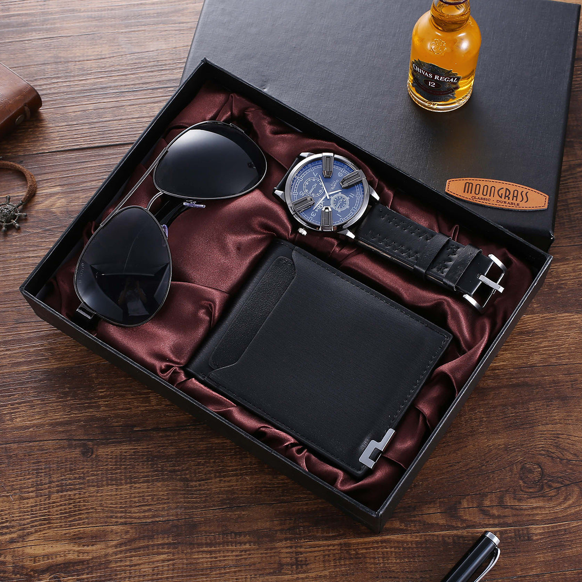 Fashion Classic Boutique Gift Box Set Wallet Glasses Creative Quartz Watch Best YouTube Store