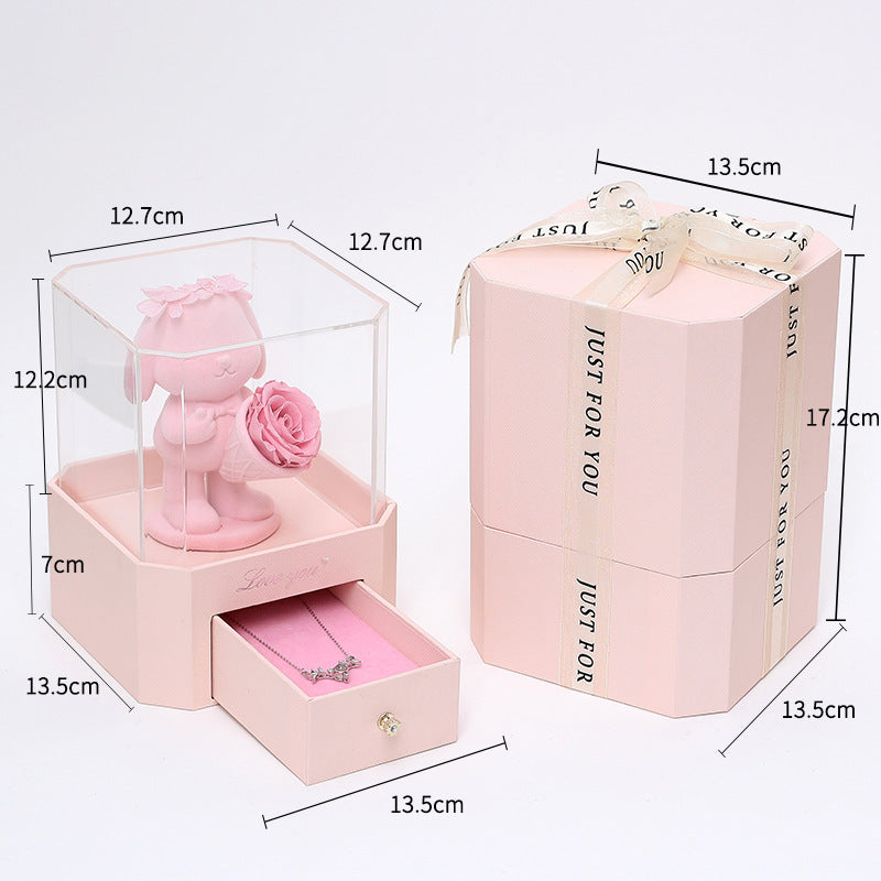 Flocking Bear Gift Box Valentine's Day CJD