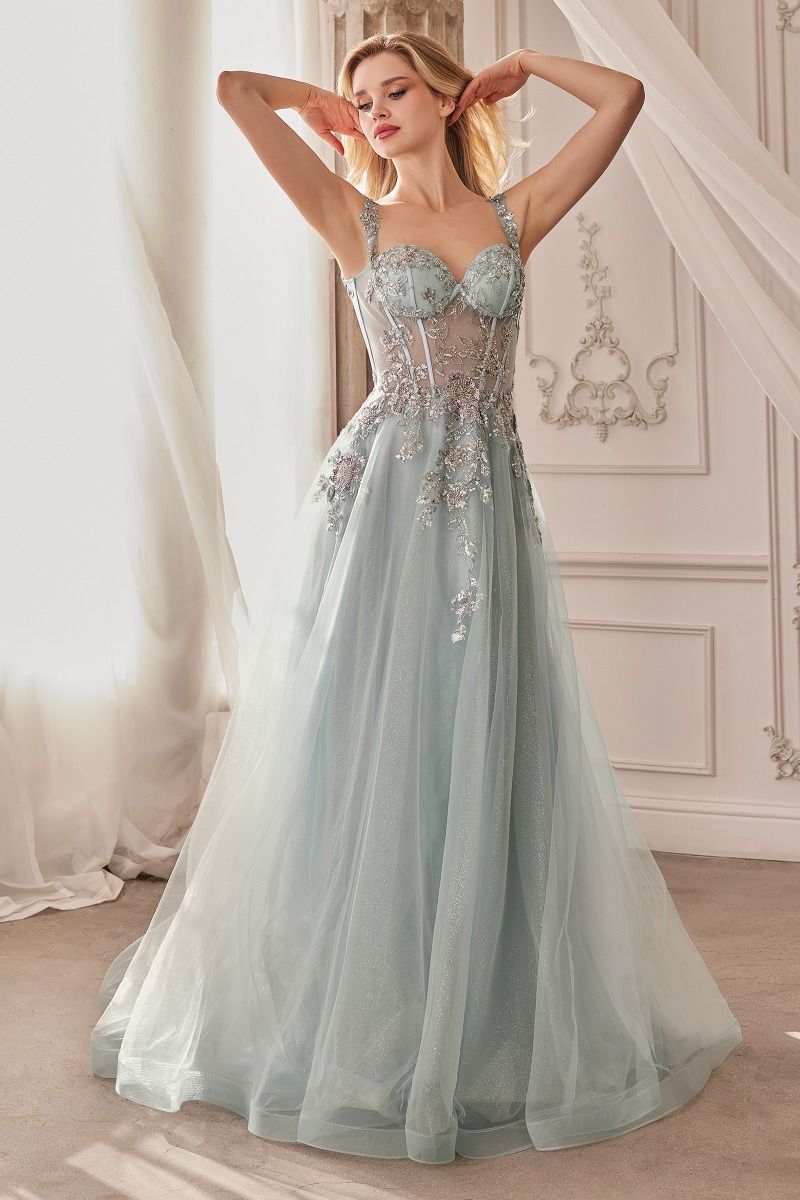 Embellished A-Line Tulle Ball Gown Tux-USA