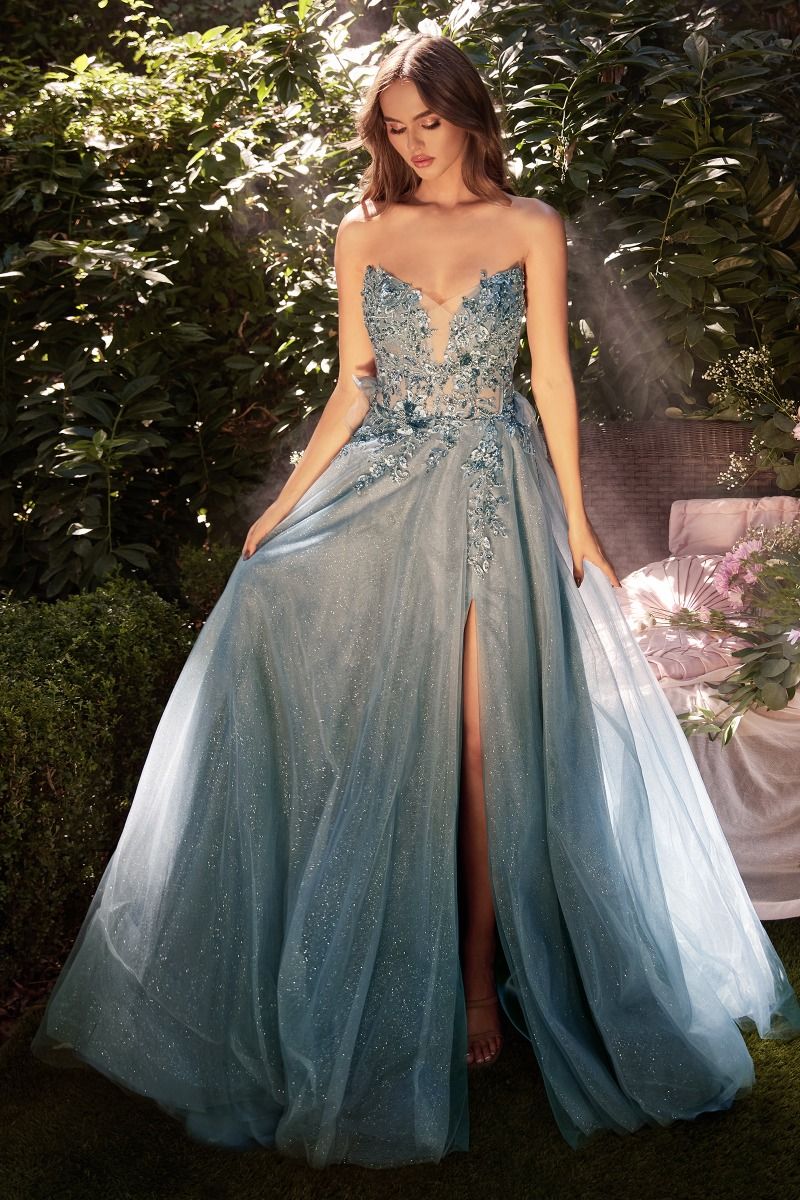 Strapless A-Line Layered Tulle Gown Tux-USA