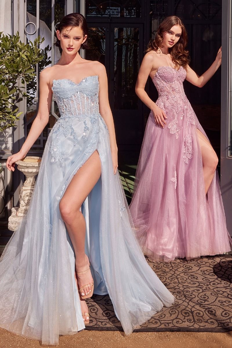 Strapless Layered Tulle Ball Gown Tux-USA