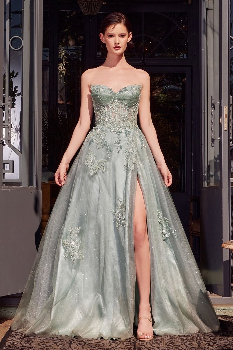 Strapless Layered Tulle Ball Gown Tux-USA