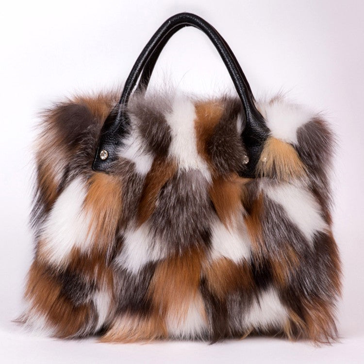 Fur Fox Hair One Shoulder Crossbody Portable Wool Bag LadyShow.Store