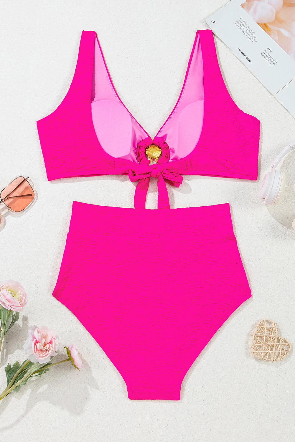 Sofia Knotted 2pcs Bikini Swimsuit Threaded Pear