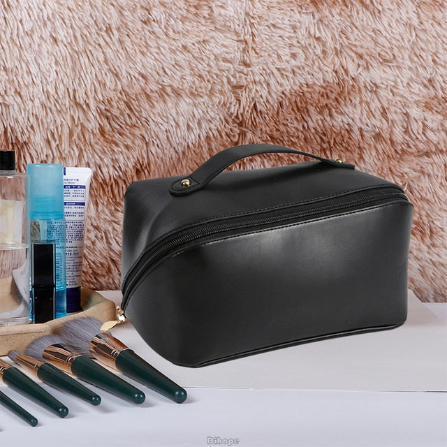 Large-Capacity Leather Cosmetic Bag