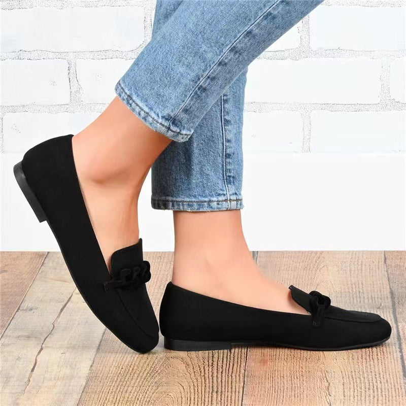 Women's Chain Slip-on Black Flat Casual Loafers LadyShow.Store