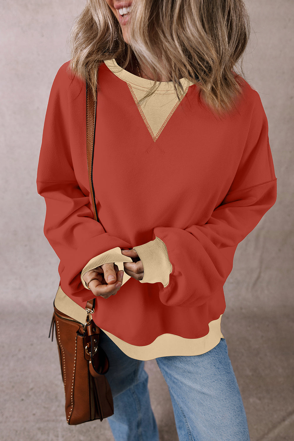 Abigail Drop Shoulder Oversized Sweatshirt Threaded Pear