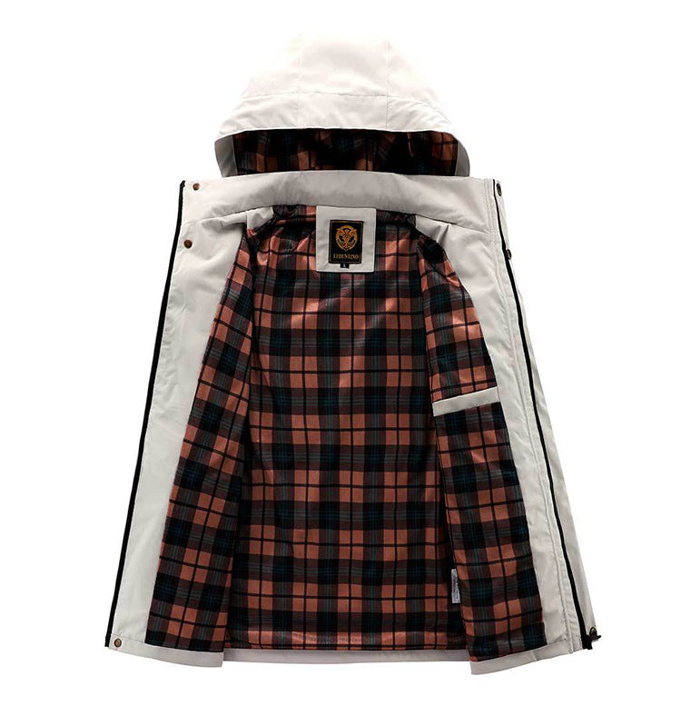 Men's Casual Hooded Jacket Parka Autumn And Winter Warm Solid Color Windproof Coat Outdoor Clothes With Multiple Pockets LadyShow.Store