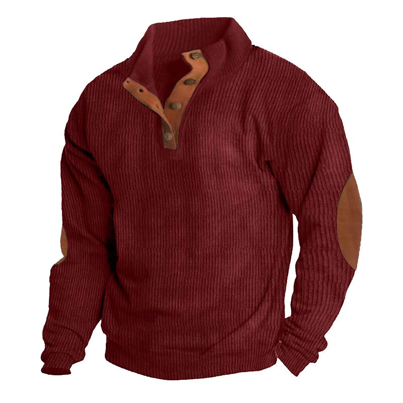 Corduroy Casual Stand Collar Long-sleeved Sweater Best YouTube Store