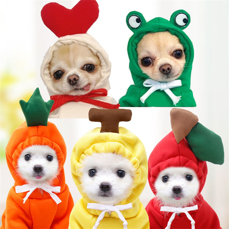 Cute Fruit Dog Clothes For Small Dogs Hoodies Winter Warm Fleece Pet Clothing Puppy Cat Costume Coat For French Chihuahua Outfit LadyShow.Store