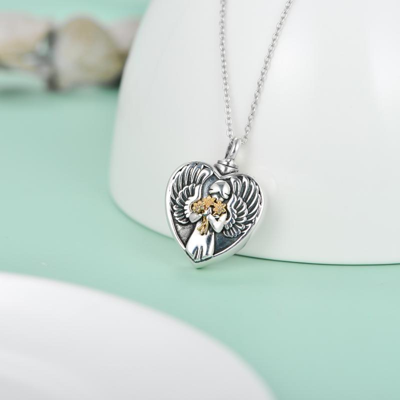 Sterling Silver Angel Cremation Mother Daughter Urn for Ashes Keepsake Memory Necklace LadyShow.Store