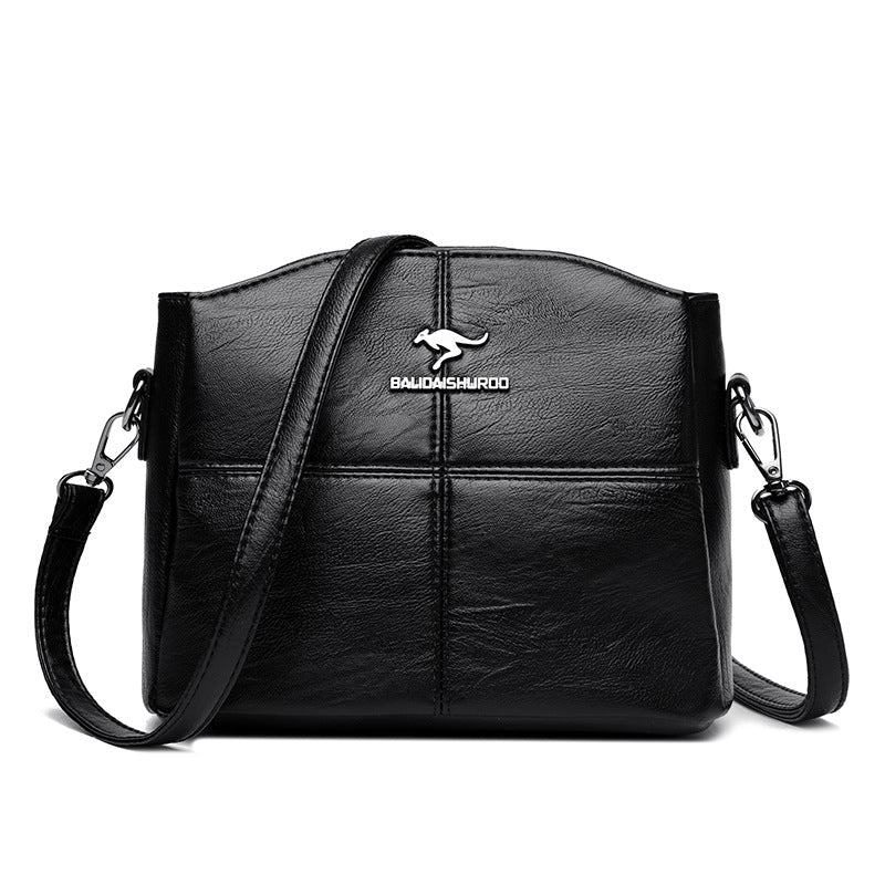Korean-style Womens Shoulder Soft Leather Versatile Design Large Capacity And Embroidered Crossbody Bag LadyShow.Store