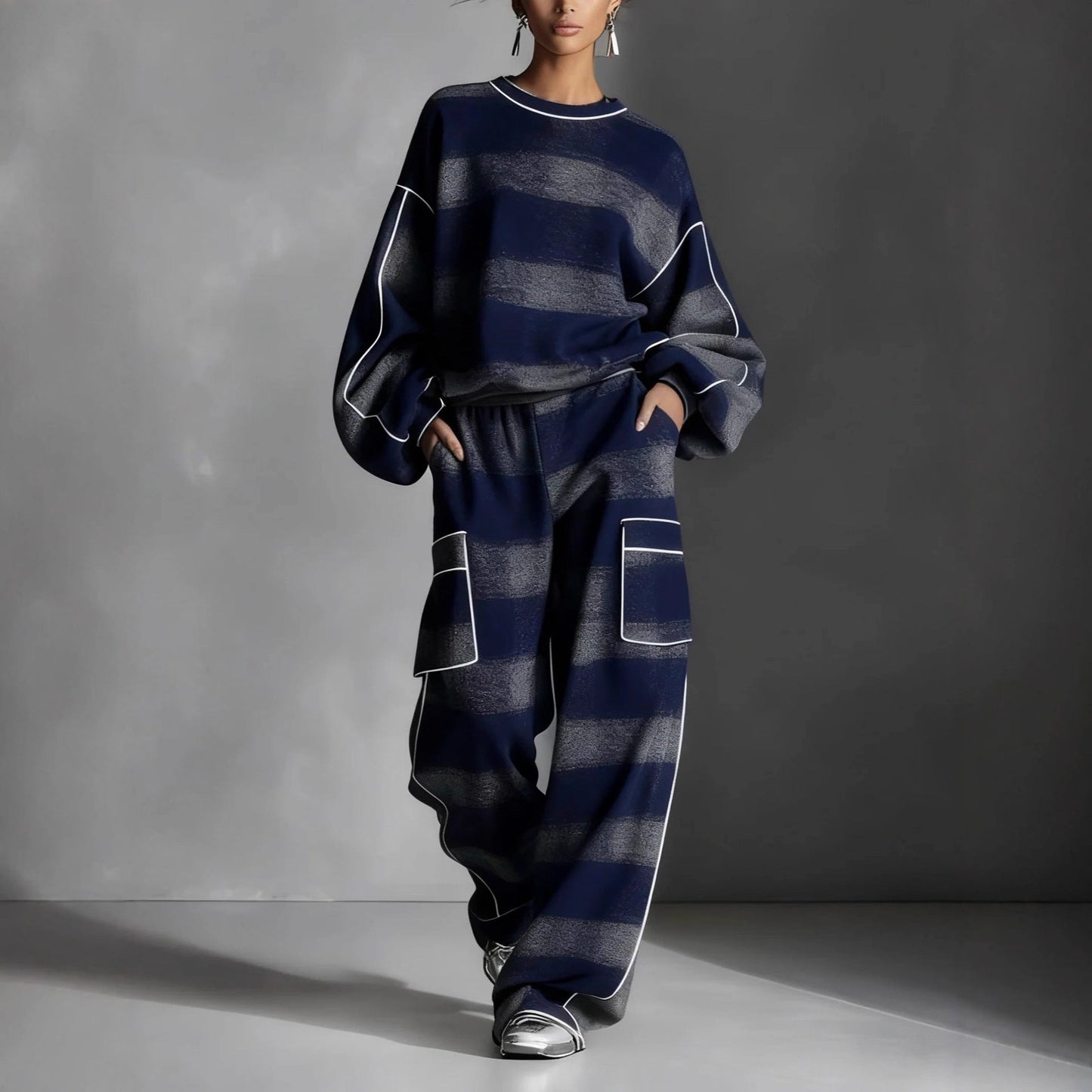 Women's Independent Brand Street Style Distressed Plaid Pantsuit With Contrasting Piping Best YouTube Store