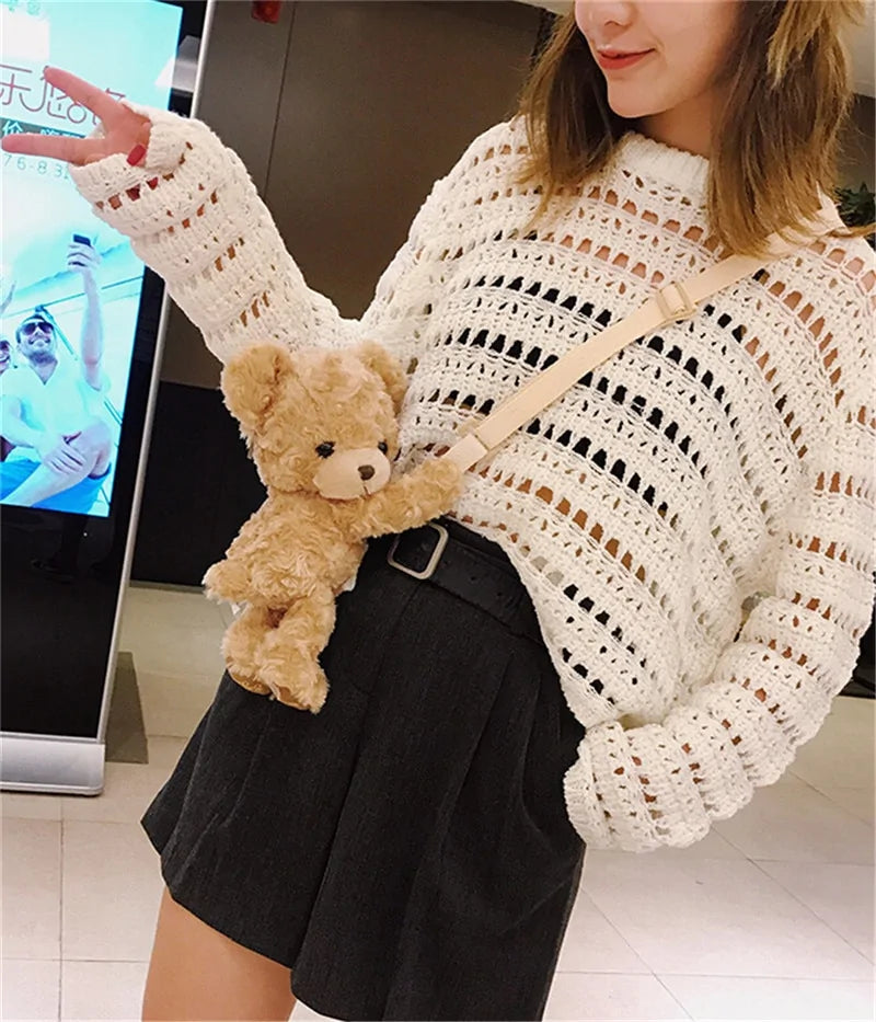 Cute Smile Bear  Soft Plush Shoulder Bag