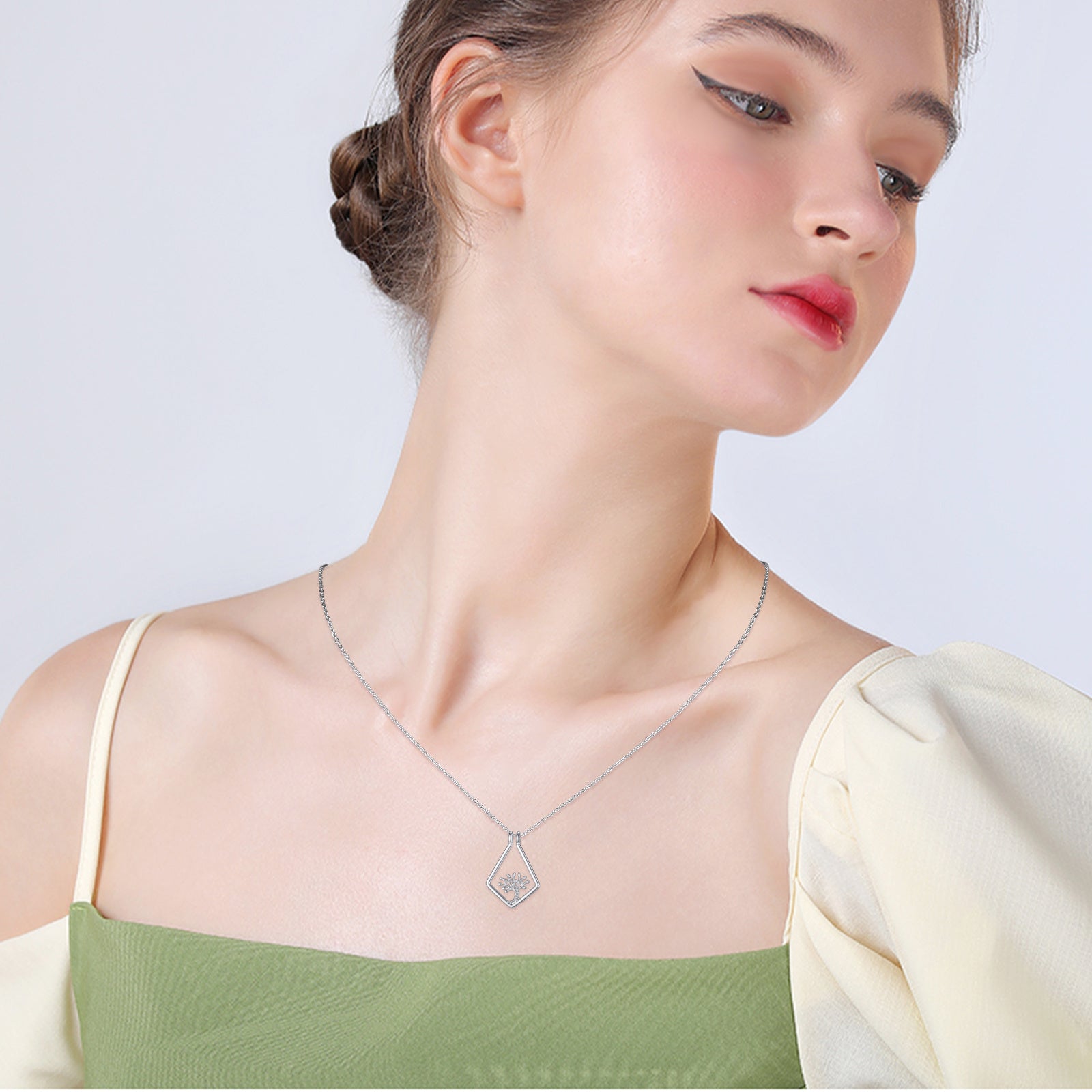 Tree of Life Ring Holder Pendant Necklace in 925 Sterling Silver LadyShow.Store