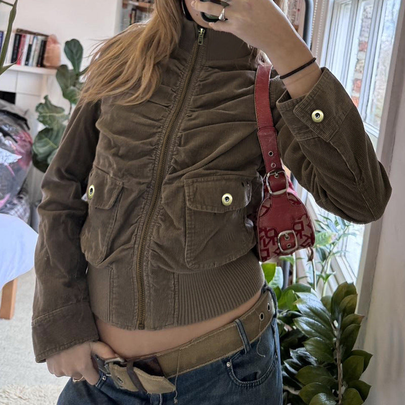 Autumn And Winter Corduroy Jacket Coat For Women Accent Plus
