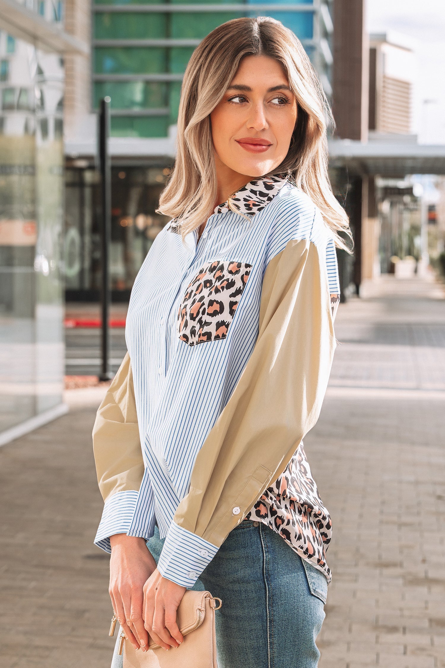 Aleia Chest Cuffed Sleeve Shirt-2