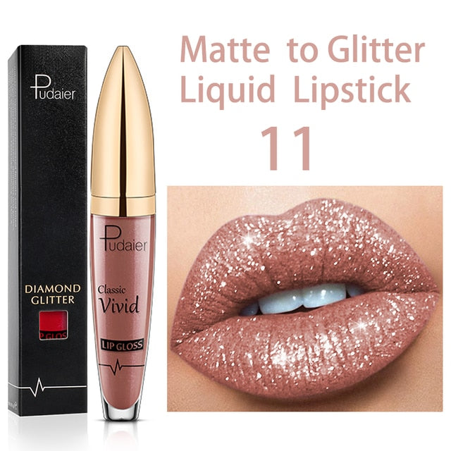 18 Colors Long Lasting Matte Glitter Liquid Shiny Lip Gloss