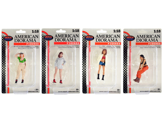 "Hip Hop Girls" 4 Piece Figure Set for 1/18 Scale Models by American Diorama American Diorama