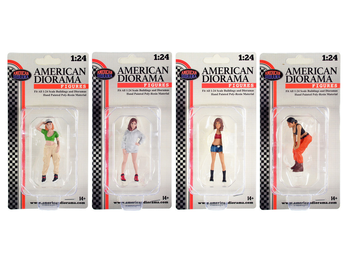 "Hip Hop Girls" 4 Piece Figure Set for 1/24 Scale Models by American Diorama American Diorama