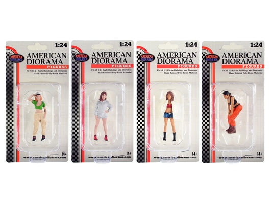 "Hip Hop Girls" 4 Piece Figure Set for 1/24 Scale Models by American Diorama American Diorama
