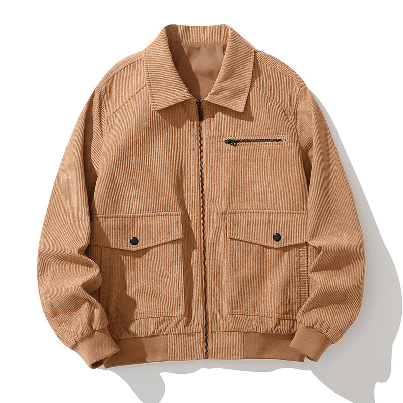 Men's Corduroy Jacket - Stylish Casual Spring/Fall Outerwear Pi-Mart