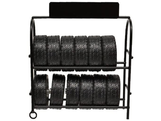 Metal Tire Rack with Rims and Tires for 1/24 Scale Models by American Diorama-1