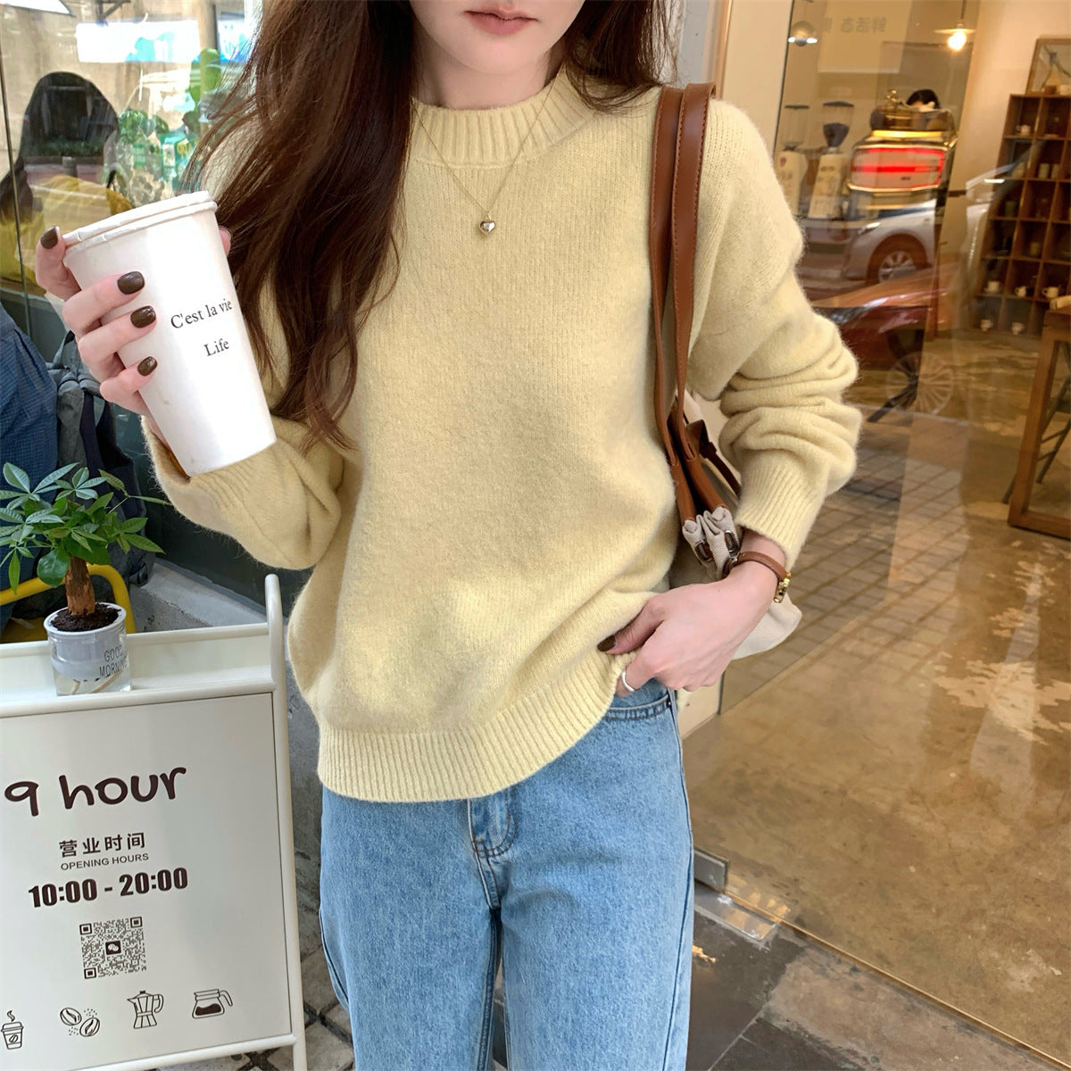 Korean Style Soft Glutinous Loose Candy Color Sweater Best YouTube Store