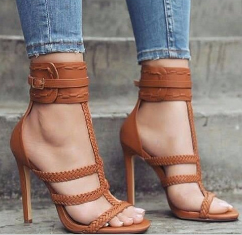 Women's High Heeled Open-Toe Sandals - Handwoven Style Best YouTube Store