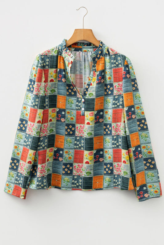 Sarajana Half Placket Collared Blouse Threaded Pear