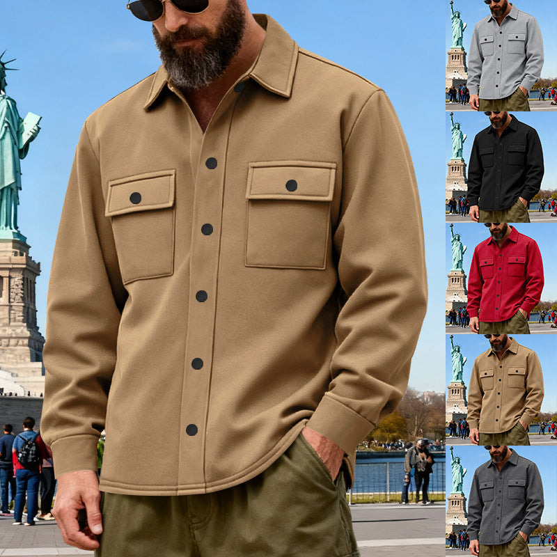 American Heavyweight Loose Fleece-lined Men's Outdoor Workwear Warm Jacket CJD