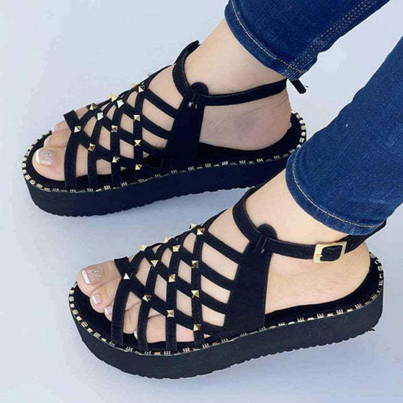 Thick Sole Rivet Summer Fashion Personality Roman Sandals LadyShow.Store