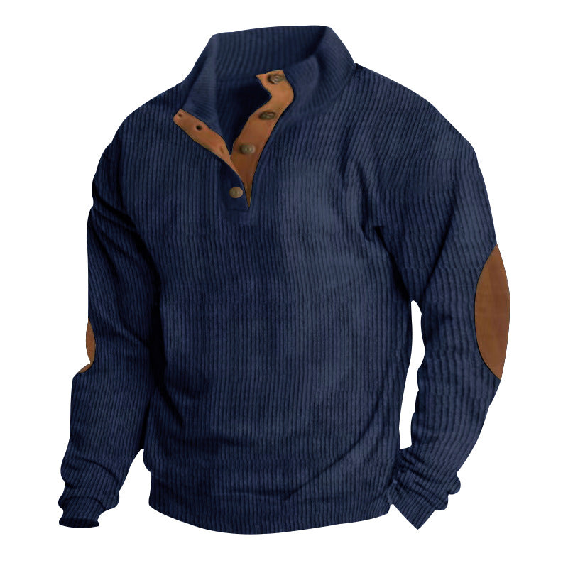 Corduroy Casual Stand Collar Long-sleeved Sweater Best YouTube Store