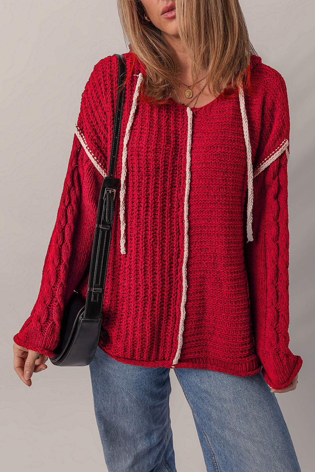 Olivia Knit Drawstring Hooded Sweater-0