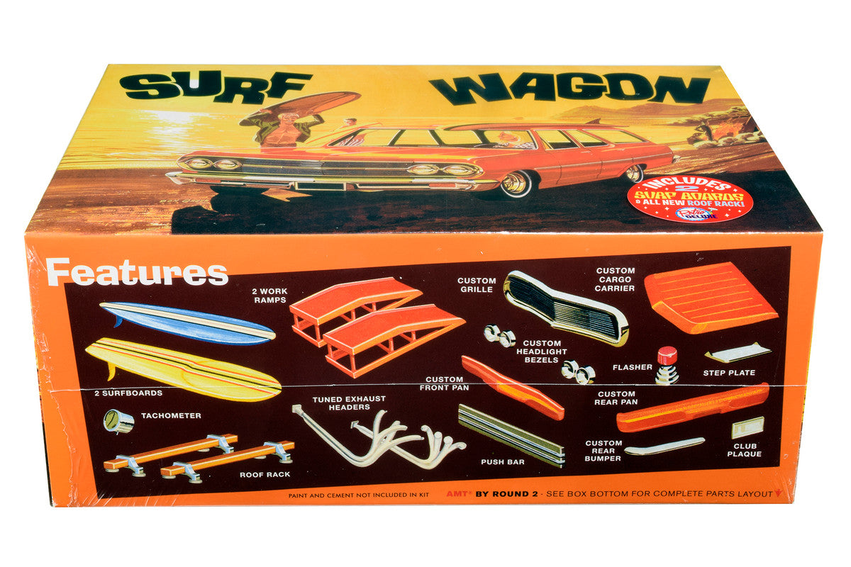 Skill 2 Model Kit 1965 Chevrolet Chevelle "Surf Wagon" with Two Surf Boards 4 in 1 Kit 1/25 Scale Model by AMT AMT