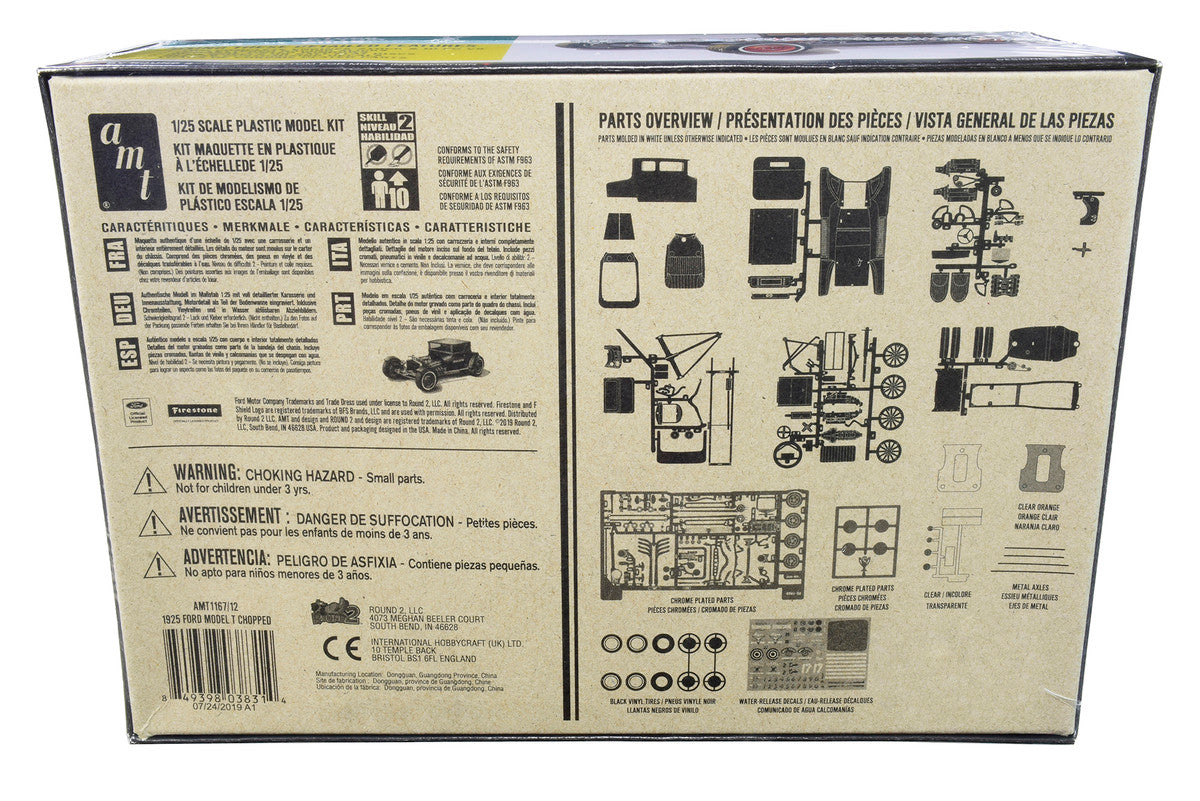 Skill 2 Model Kit 1925 Ford Model T "Chopped" Set of 2 pieces 1/25 Scale Model by AMT AMT