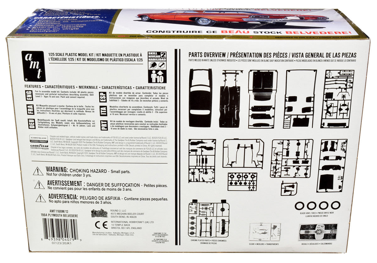 Skill 2 Model Kit 1964 Plymouth Belvedere Coupe Hardtop 1/25 Scale Model by AMT AMT
