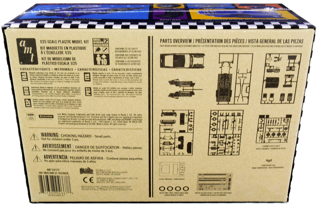 Skill 2 Model Kit 1967 Ford Mustang GT Fastback 1/25 Scale Model by AMT AMT