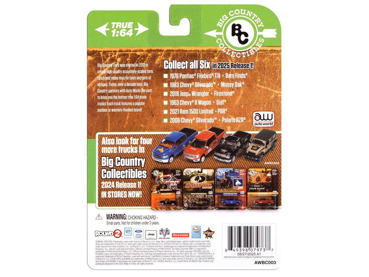 2021 Ram 1500 Limited Pickup Truck "PBR (Professional Bull Riders)" Gray Metallic with Graphics "Big Country Collectibles" 2025 Series 1/64 Diecast Model Car by Auto World Autoworld